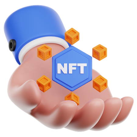 Hand Hold NFT Blockchain  3D Icon