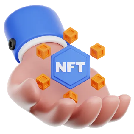 Hand Hold NFT Blockchain  3D Icon