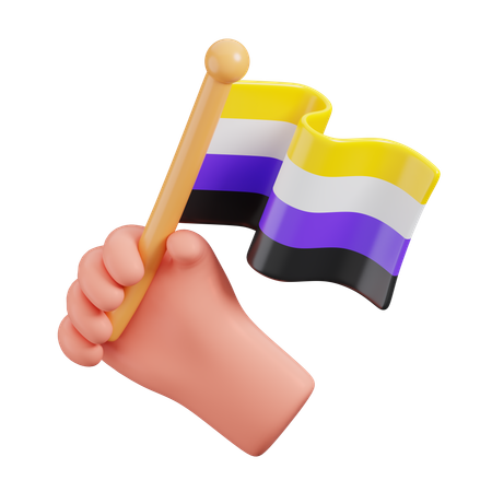Hand Hold Nonbinary Flag  3D Icon