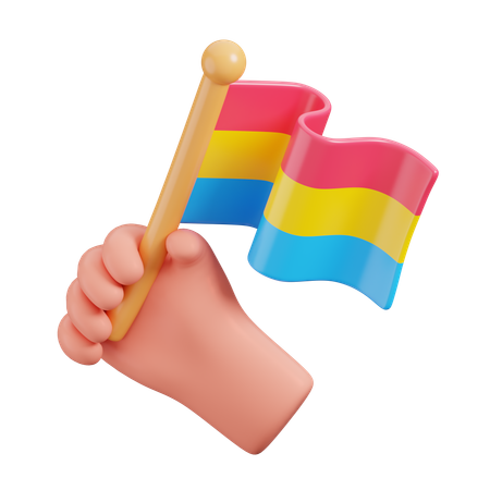 Hand Hold Pansexual Flag  3D Icon