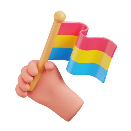 Hand Hold Pansexual Flag  3D Icon