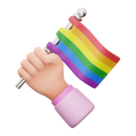 Hand Hold Pride Flag  3D Icon