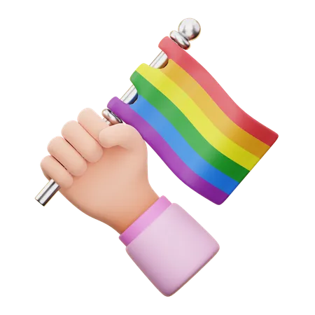 Hand Hold Pride Flag  3D Icon