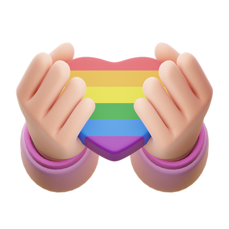 Hand Hold Pride Heart  3D Icon
