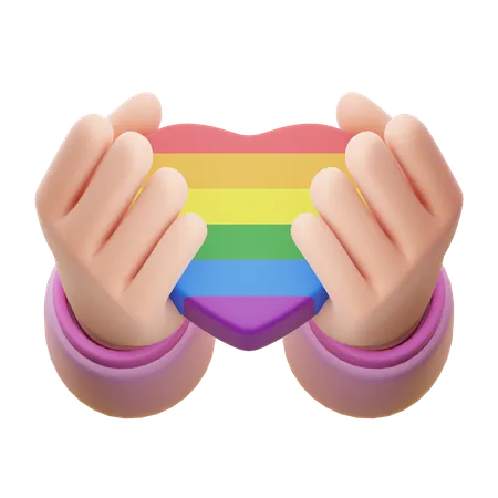 Hand Hold Pride Heart  3D Icon