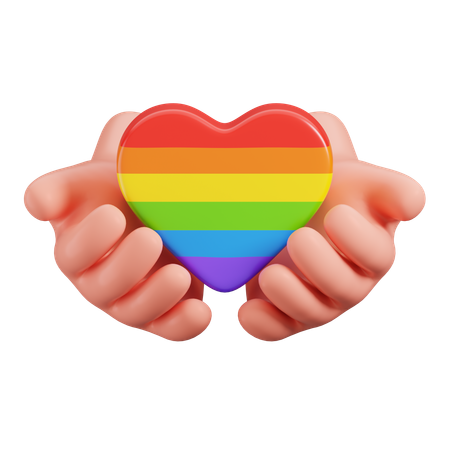 Hand Hold Pride Heart  3D Icon