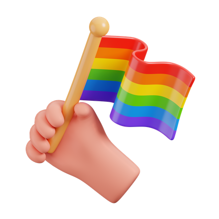 Hand Hold Rainbow Flag  3D Icon