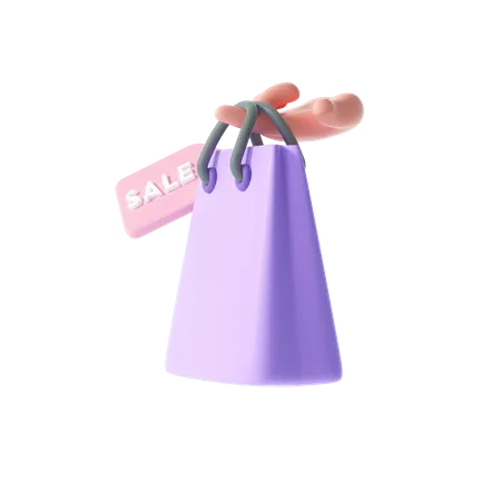 Hand Hold Shopping Bag  3D Illustration