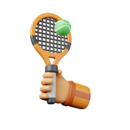 Hand Hold Tennis  3D Illustration