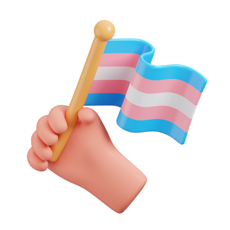 Hand Hold Transgender Flag  3D Icon