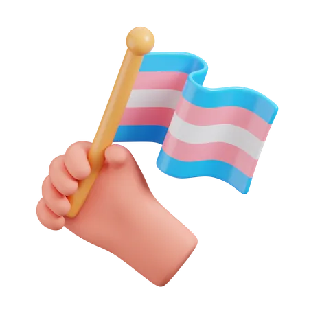 Hand Hold Transgender Flag  3D Icon