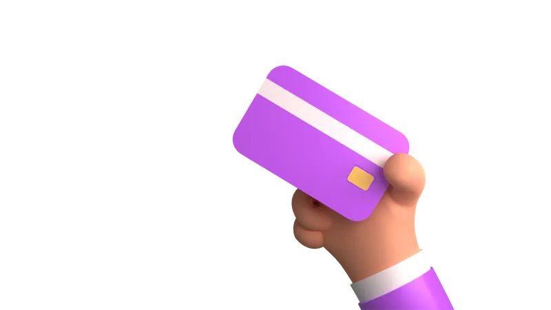 3 D Cartoon Rendering Hand Holding A Bank Credit Card Card Payment Credit Card Accept Cashless Society Concept 3D Illustration