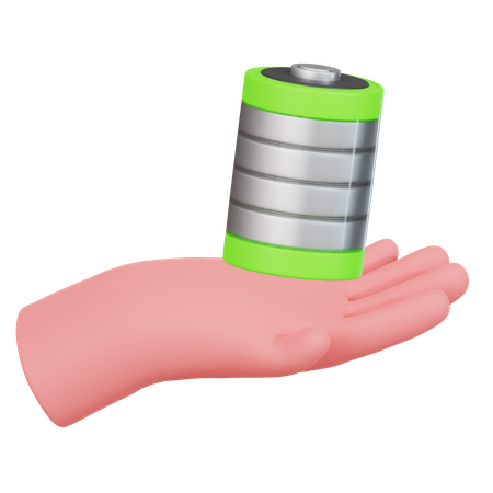 Hand Holding A Battery  3D Icon