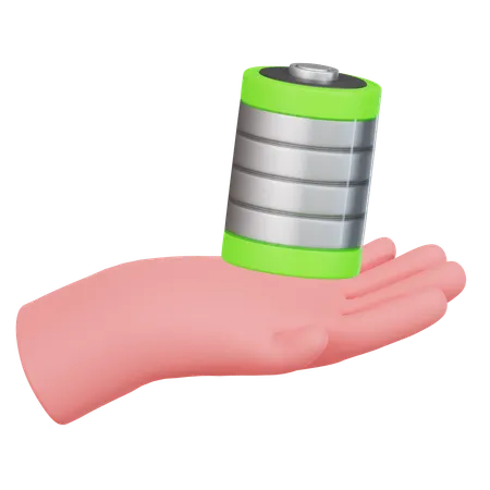 Hand Holding A Battery  3D Icon