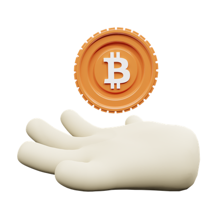 Hand holding a Bitcoin  3D Illustration