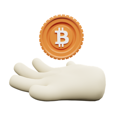 Hand holding a Bitcoin 3D Illustration