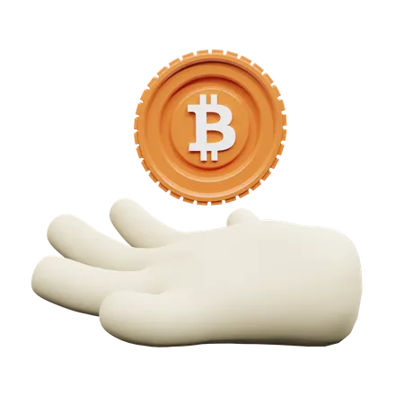 Hand holding a Bitcoin 3D Illustration