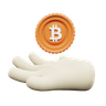 hand holding a bitcoin emoji 3d
