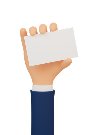 Hand holding a blank card 3D Illustration