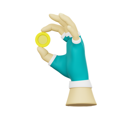 Hand Holding A Coin  3D Icon