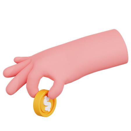 Hand Holding A Coin  3D Icon