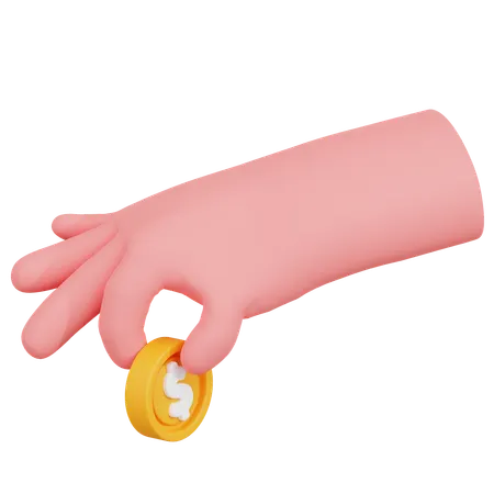 Hand Holding A Coin  3D Icon