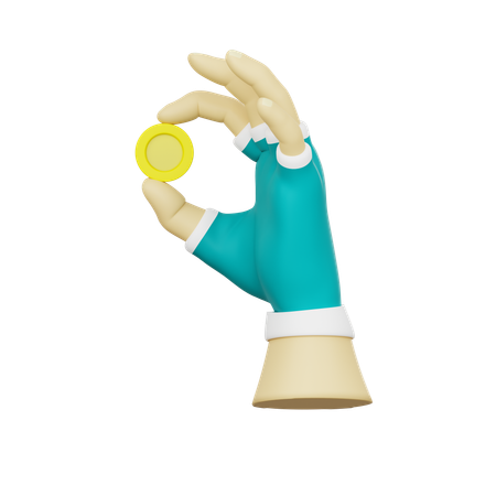 Hand Holding A Coin  3D Icon