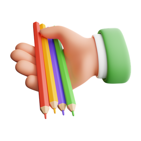 Hand Holding A Colored Pencil  3D Icon