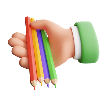 Hand Holding A Colored Pencil  3D Icon