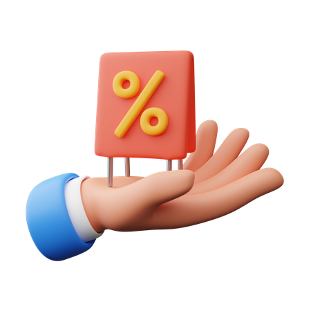 Hand holding a Discount Board  3D Icon