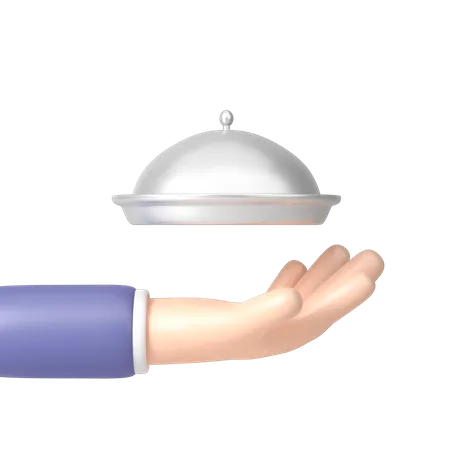 Hand holding a dish with a lid  3D Icon
