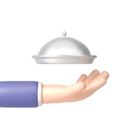 Hand holding a dish with a lid  3D Icon