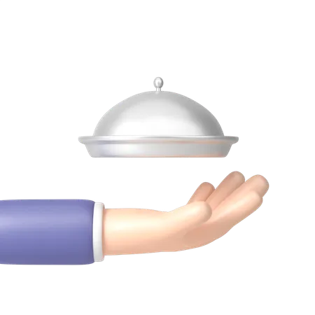 Hand holding a dish with a lid  3D Icon