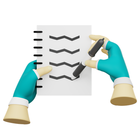 Hand Holding A Document Writing  3D Icon