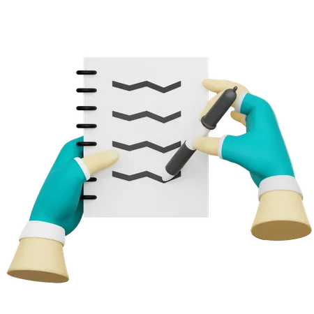 Hand Holding A Document Writing  3D Icon