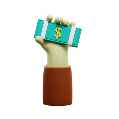Hand Holding A Dollar Banknotes  3D Icon