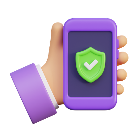 Hand Holding A Firewall Phone  3D Icon