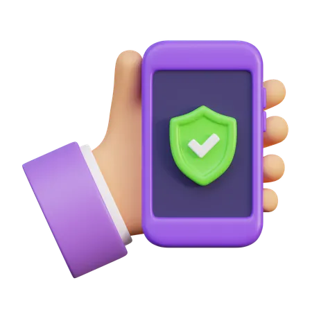 Hand Holding A Firewall Phone  3D Icon
