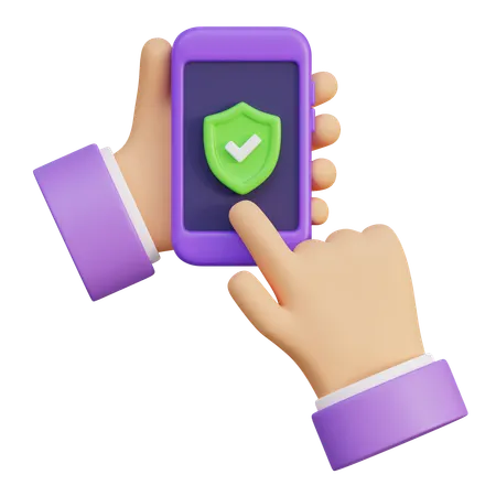 Hand Holding A Firewall Phone  3D Icon