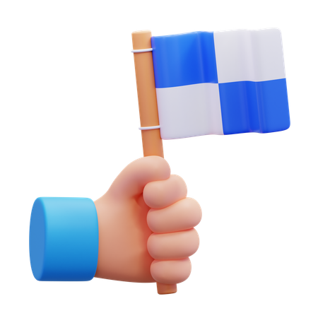 Hand Holding A Flag  3D Icon