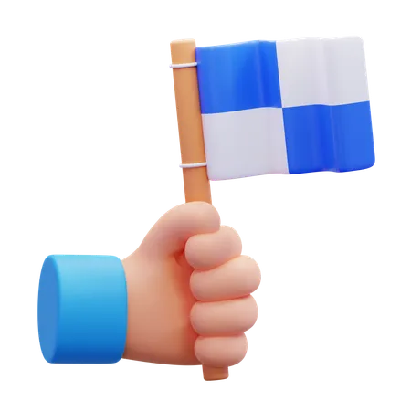 Hand Holding A Flag  3D Icon