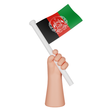Hand Holding a Flag of Afghanistan 3D Icon