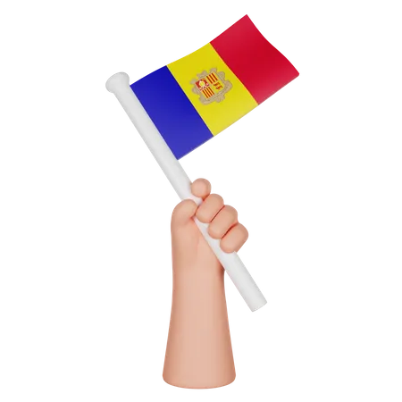 Hand Holding a Flag of Andorra  3D Icon