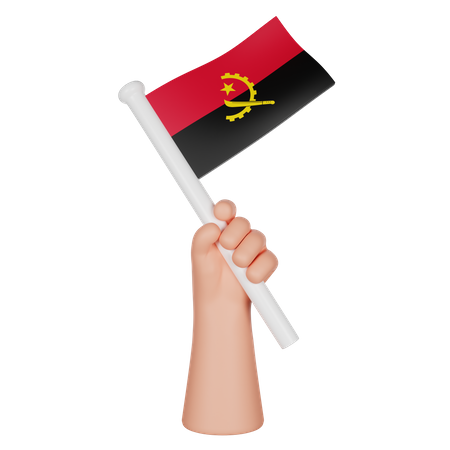 Hand Holding A Flag Of Angola  3D Icon