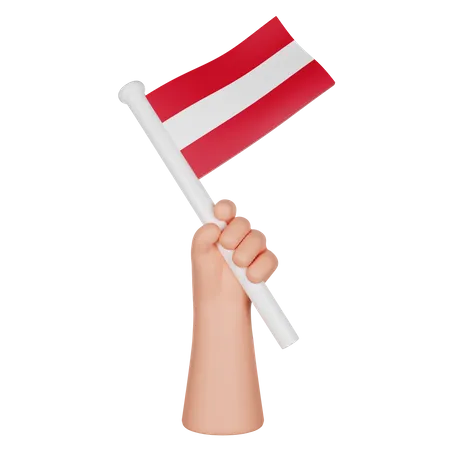 Hand Holding a Flag of Austria  3D Icon