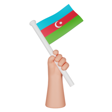 Hand Holding a Flag of Azerbaijan  3D Icon