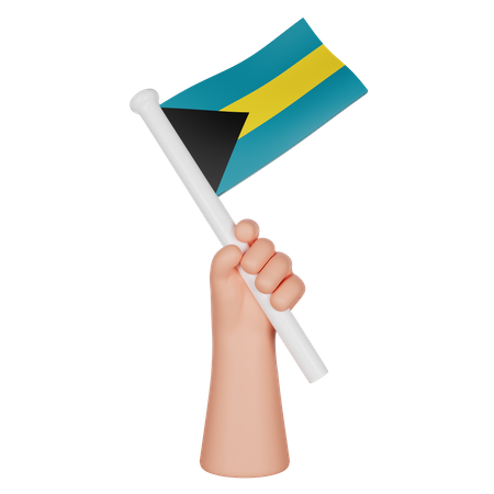 Hand Holding A Flag Of Bahamas 3D Icon