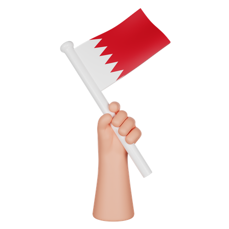 Hand Holding a Flag of Bahrain  3D Icon