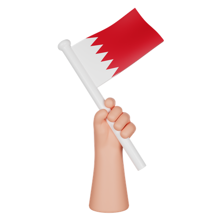 Hand Holding a Flag of Bahrain  3D Icon