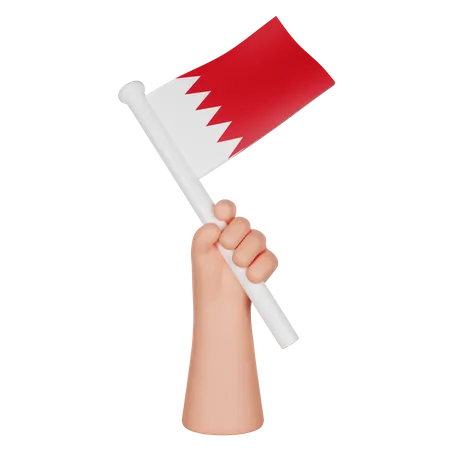 Hand Holding a Flag of Bahrain  3D Icon